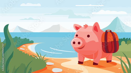  Piggy Bank Adventure - A cute piggy bank on a journey, collecting coins and representing the joy of saving and investing. 