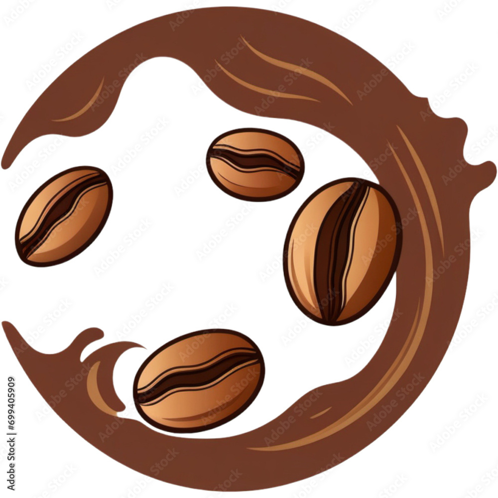 Fototapeta premium Coffee beans splash in round shape