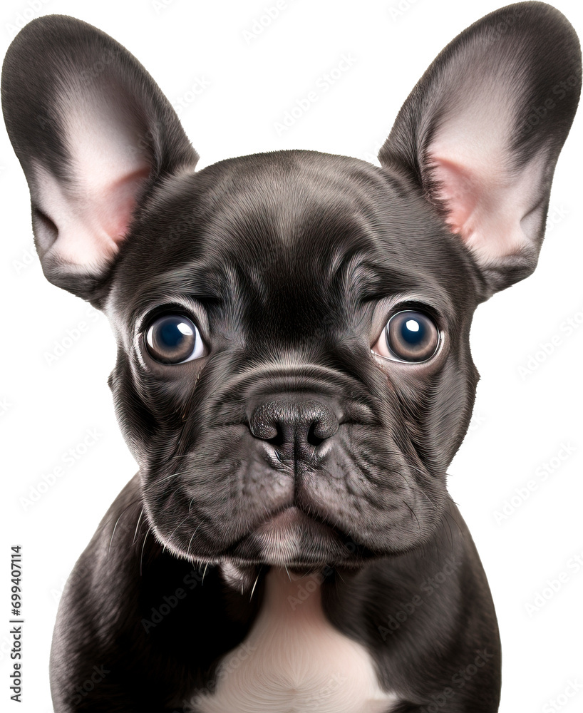 Baby French Bulldog Terrier isolated on transparent background. PNG