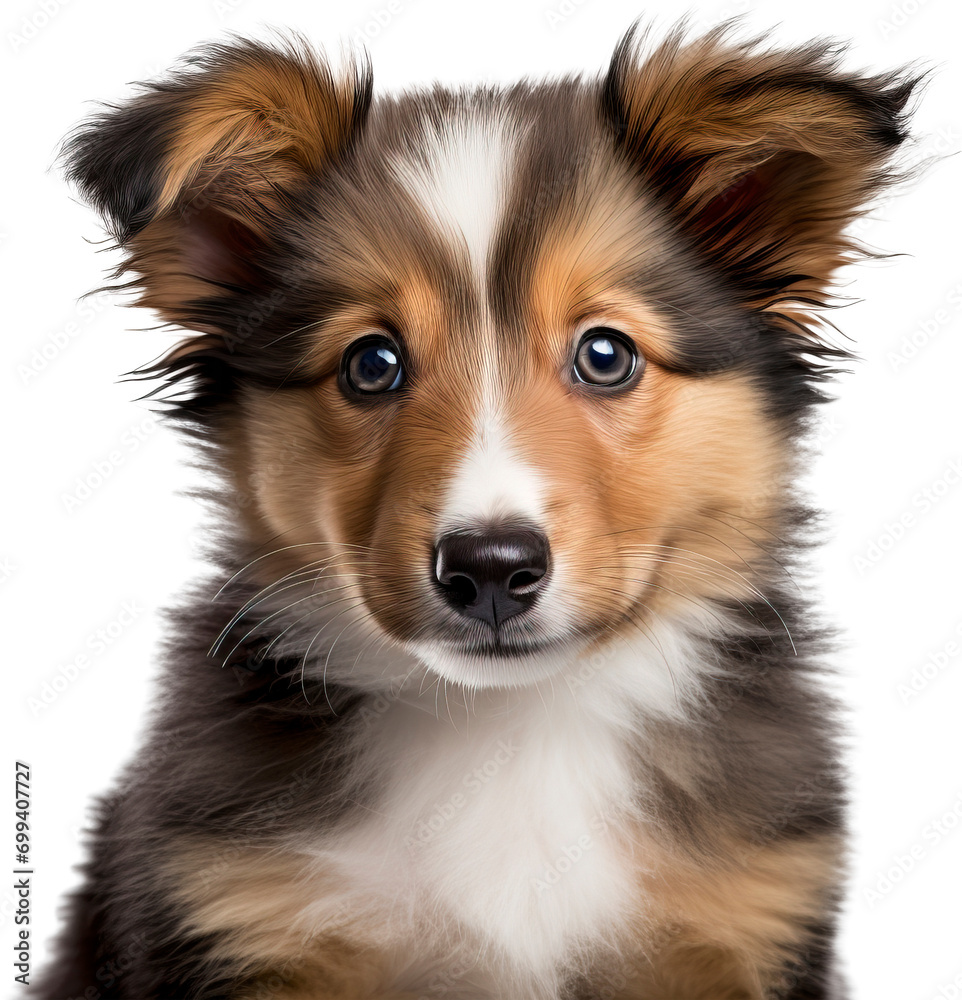 Fototapeta premium Baby Shetland Sheepdog isolated on transparent background. PNG
