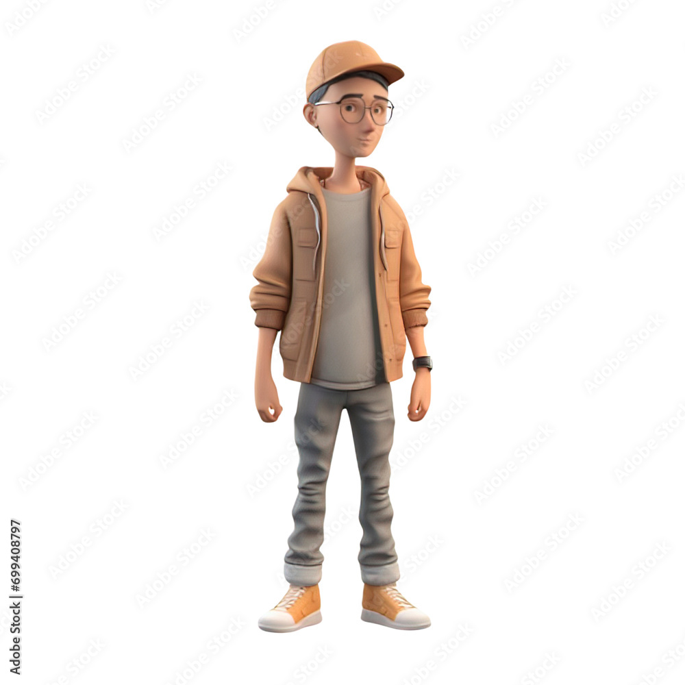 A 3D character in Notion style, with a vibrant personality and casual attire, standing on a transparent background - 1 A 3D character in Notion style, with a vibrant personality and casual attire, standing on a transparent background - 1