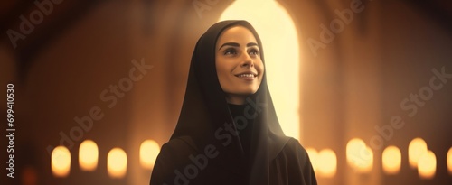 Arabic Female Priest Career Attractive Setting Generative AI photo