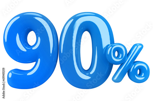 90 percentage discount number blue 3d render