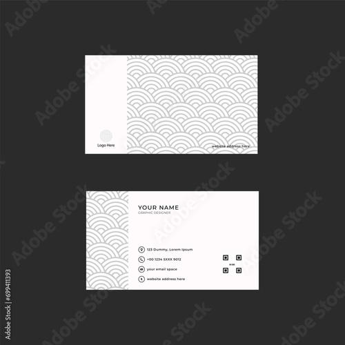 minimalist grey wave pattern modern horizontal business card template