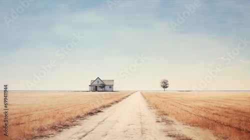 beautiful minimalist art road warm bright summer day