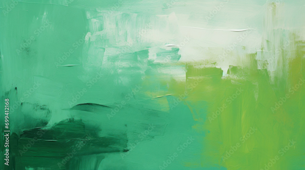 Textured abstract painting with various shades of green acrylics, creating a dynamic and artistic background.