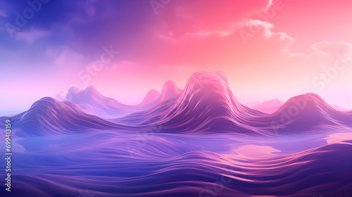 surreal and dreamy wave and sky wallpaper design. dynamic ocean wave with bright purple and orange atmosphere.