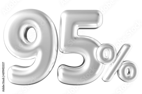 95 percentage off sale discount number white 3d render