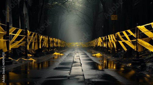 Yellow and black barricade tape photography