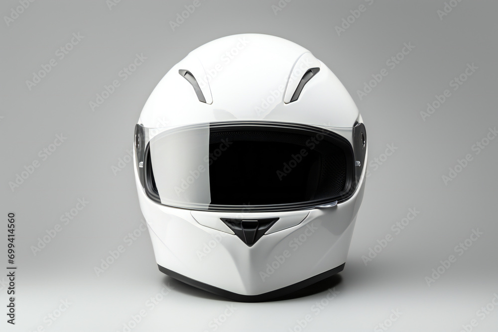 White motorcycle full face helmet mockup on grey background White motorcycle full face helmet mockup on grey background