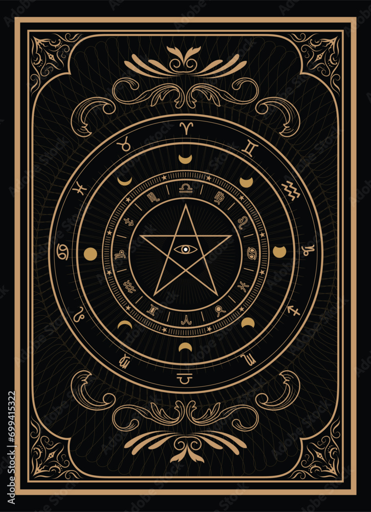Divine magic occult vintage label symbolism vector