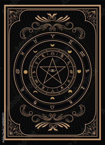 Divine magic occult vintage label symbolism vector
