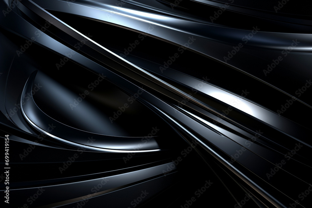 Graphic resources. Abstract and futuristic black background with copy space. Smooth and sharp dark blank objects surface