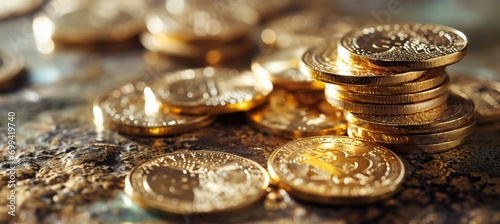 Gold coins. Generative AI technology.