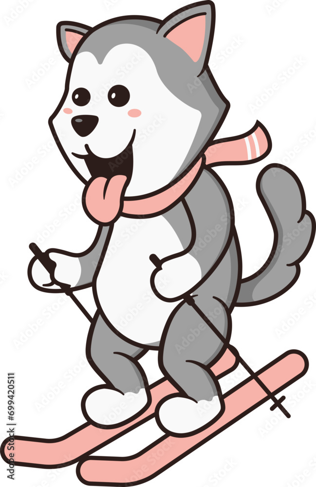 Excited Dog Character Playing Ice Skating Excited Dog Character Playing Ice Skating