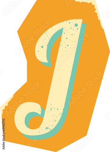 Retro Magazine Uppercase Letter J Cutout