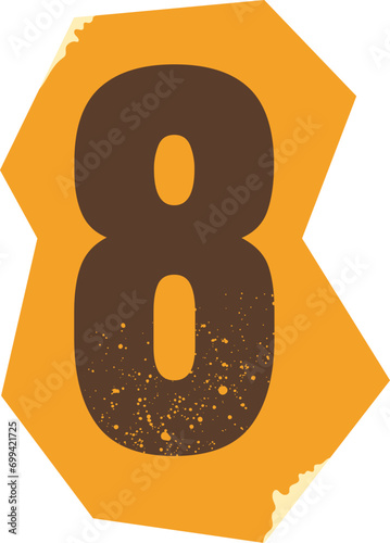 Cutout Number Eight 8 Retro