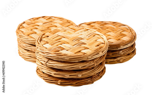 Enhance Your Home Decor with the Natural Beauty of Rattan Coasters on White or PNG Transparent Background