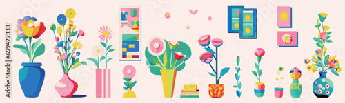 flowers, bouquet. Vector flower. plant elements. interior. decoration. flower arrangement. colorful. Gorgeous. A fun space.