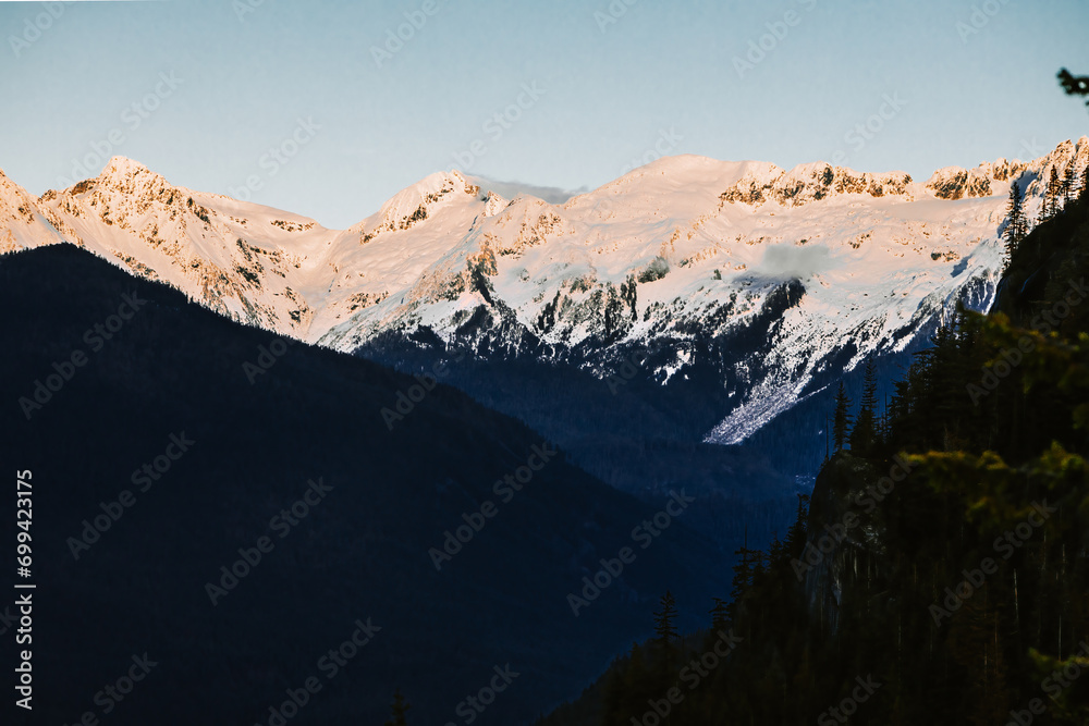 Winter mountain range covered with snow