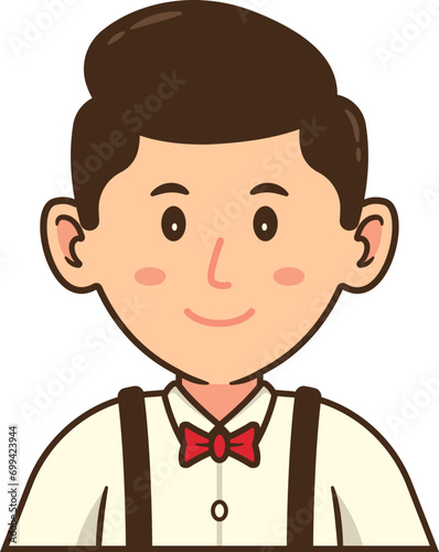 Male Business Avatar, Man with Bow Tie Wearing White Shirt