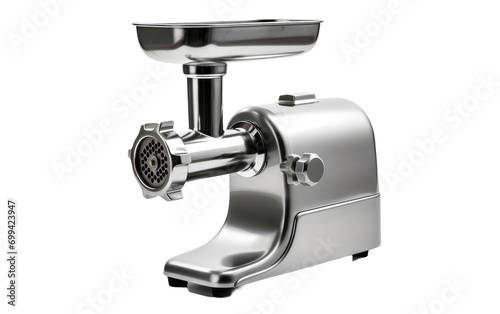 Stainless Steel Meat Grinder with Sausage Stuffer on White or PNG Transparent Background photo