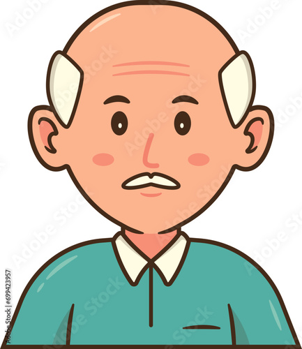 Male Business Avatar, Gray Old Man