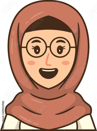 Female Business Avatar, Glasses Woman with Headscarf