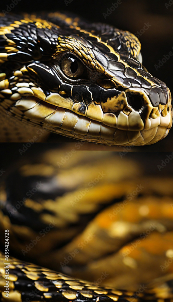 Fototapeta premium golden snake on black background