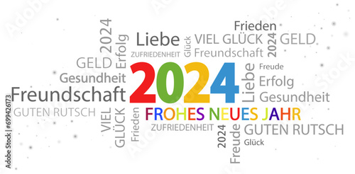 word cloud with new year 2024 greetings photo