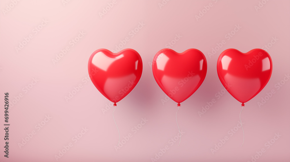 Blush Ensemble: Trio of Red Heart Balloons

