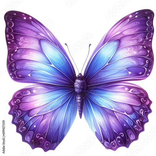 Purple Violet beautiful butterfly watercolor clip art illustration