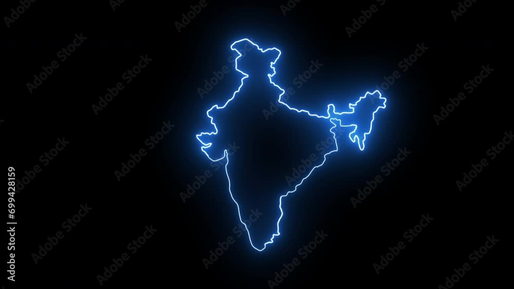 Animated Indian map icon with a glowing neon effect