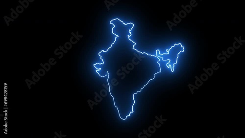 Animated Indian map icon with a glowing neon effect