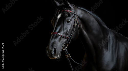 Beautiful Black Horse on a Black Background