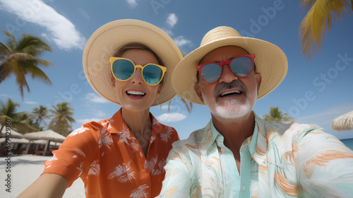 Couple at a beach resort - eccentric and quirky dress - low angle shot - vacation - holiday - trip - travel - getaway - escape - high-end - stylish fashion