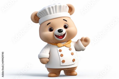 cute 3D cartoon, a bear chef