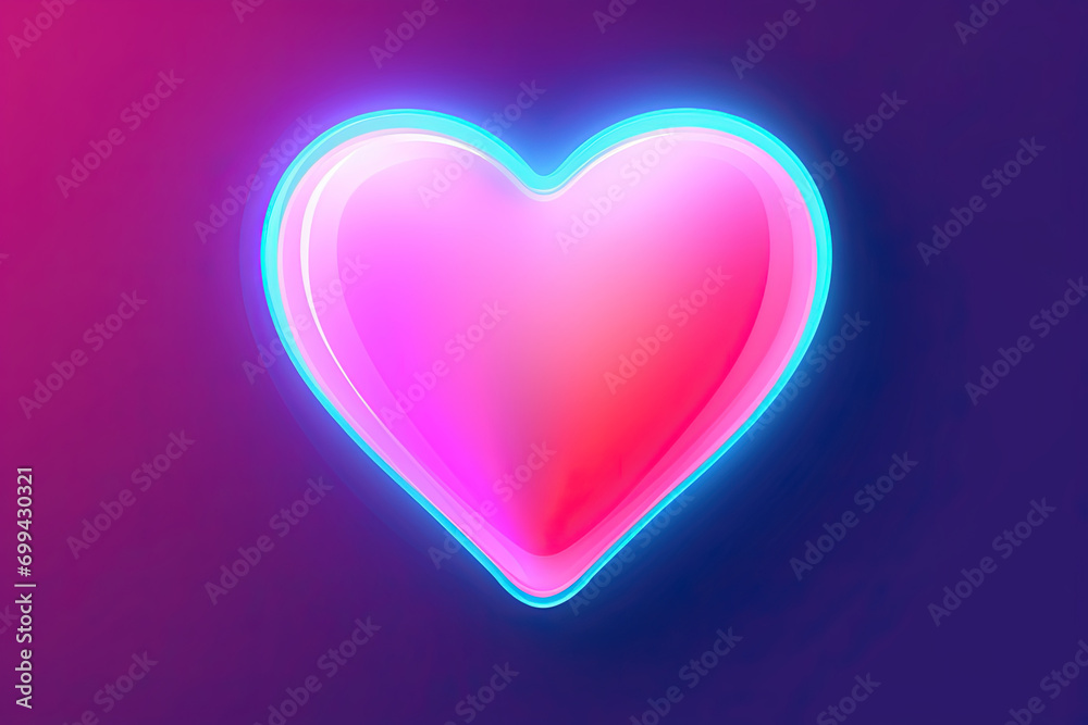 3D Multi Color Neon Light Glowing Heart Illustration with Gradient Background. Perfect for Valentine's Day.