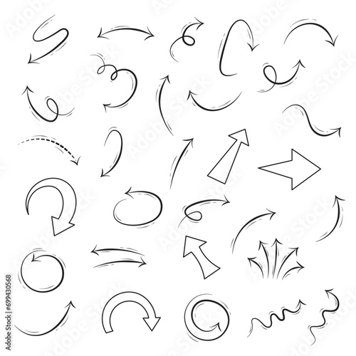 Doodle Arrow Set Elements Handrawn