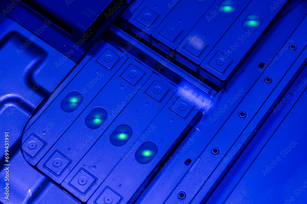 Close-up of lithium battery for electric vehicle Close-up of lithium battery for electric vehicle