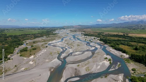 Braids in river in Hanmer springs New Zealand photo