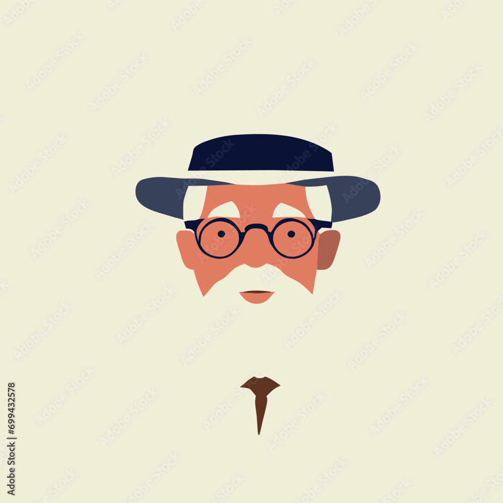 A fashion-forward MAN WEARING A HAT drawing vector illustration, Generative Ai