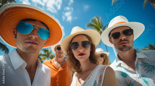 Young people having fun on the beach - close-up shot - stylish fashion - coastal resort - travel - trip. - holiday - vacation 