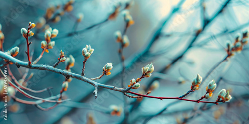 Spring Blooming Buds On Branches For Background Created Using Artificial Intelligence
