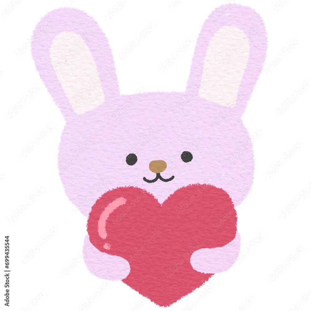 Cute pink rabbit hugging heart Cute pink rabbit hugging heart