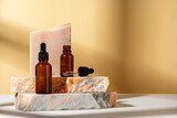 Cosmetic products packages and granite stone studio shot