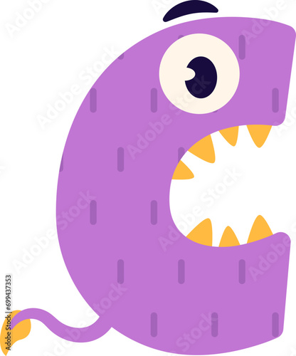 Children's Alphabet C with Cute Monster Letters