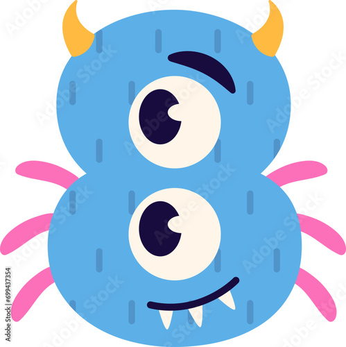 Cute Number 8 Eight Monsters Character
