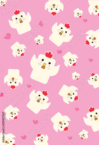 Vector illustration editable cute cock gift pack or wall pattern template 