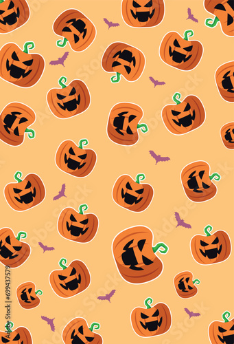 Vector illustration editable cute halloween pumpkin gift pack or wall pattern template 